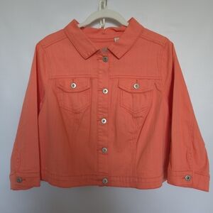 ONE WORLD LIVE & LET LIVE WOMEN JACKET CROPPED CORAL NWT SZ 1X